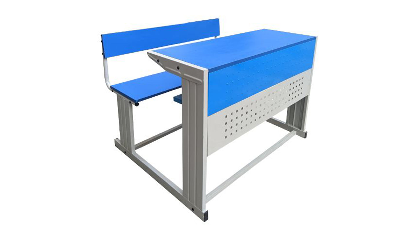 2 Seater Mild Steel Desk with Integrated Bench