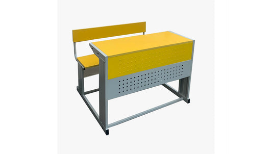 2 Seater Mild Steel Desk with Integrated Bench