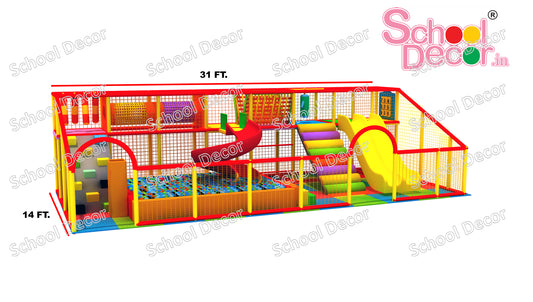 Indoor Soft Play Station 31ft x 14ft with Slides, Ball Pit & Climbing Wall