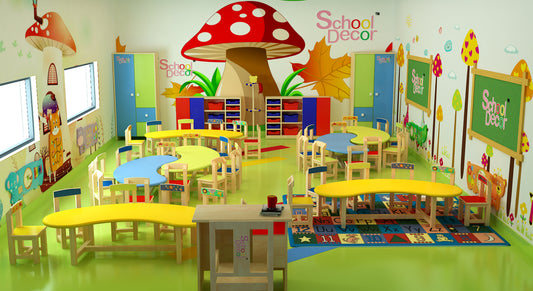 Kidney Shaped Activity Table with 6 Chairs