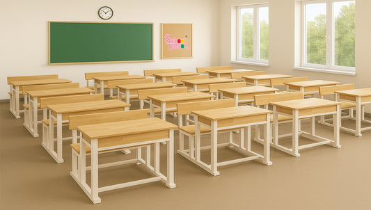 Classic Wooden Top Double Seater School Desk