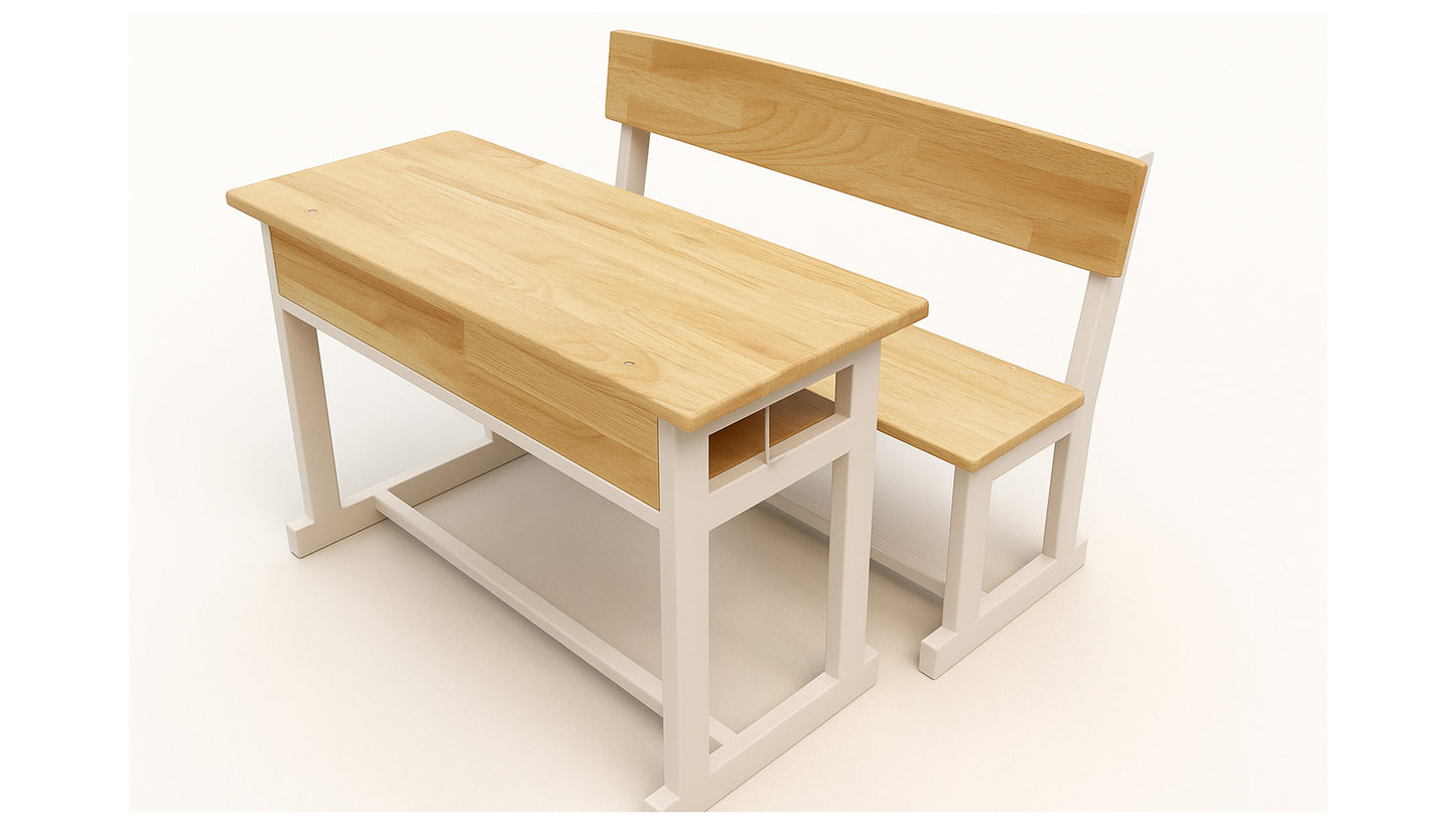 Classic Wooden Top Double Seater School Desk