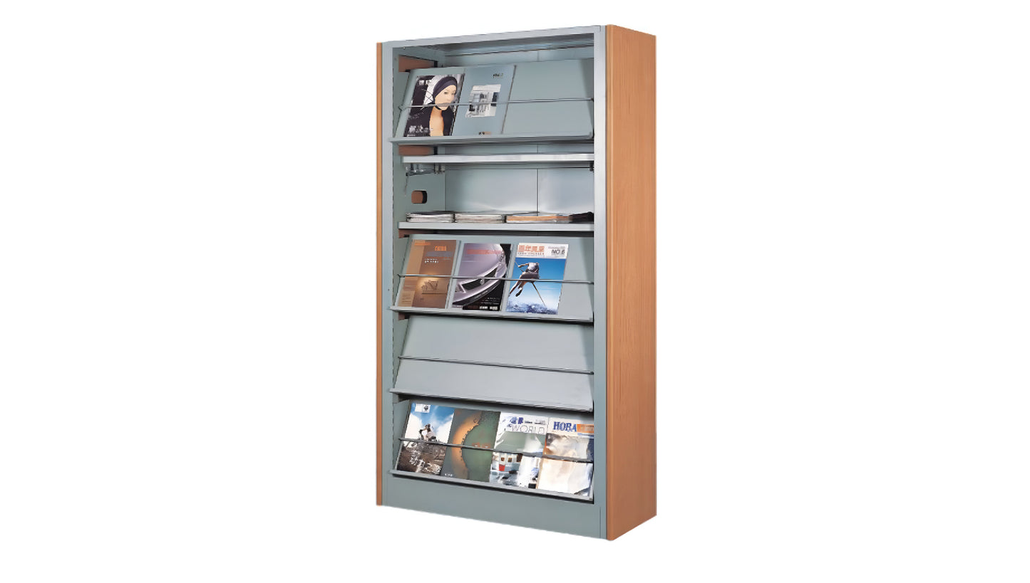 Wooden & Metal Book Display Rack for Library & Reception Areas