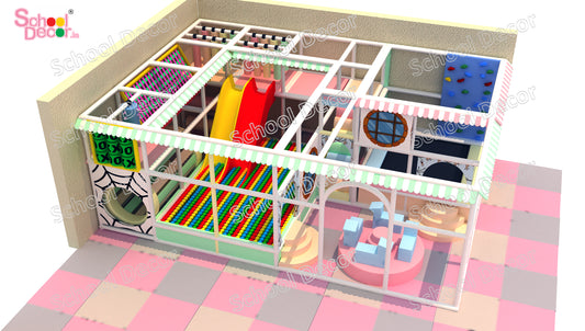 Indoor Kids Multi-Activity Soft Playhouse with Slides & Ball Pool