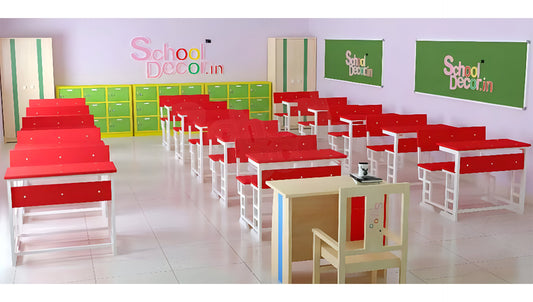 Classic Steel Frame Dual Desk Bench Set