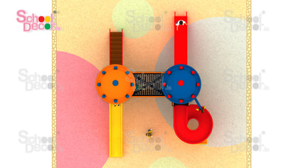 Double Tower Multi-Play Playground System with Spiral & Wave Slides