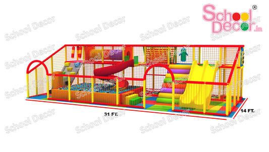 Indoor Soft Play Station 31ft x 14ft with Slides, Ball Pit & Climbing Wall