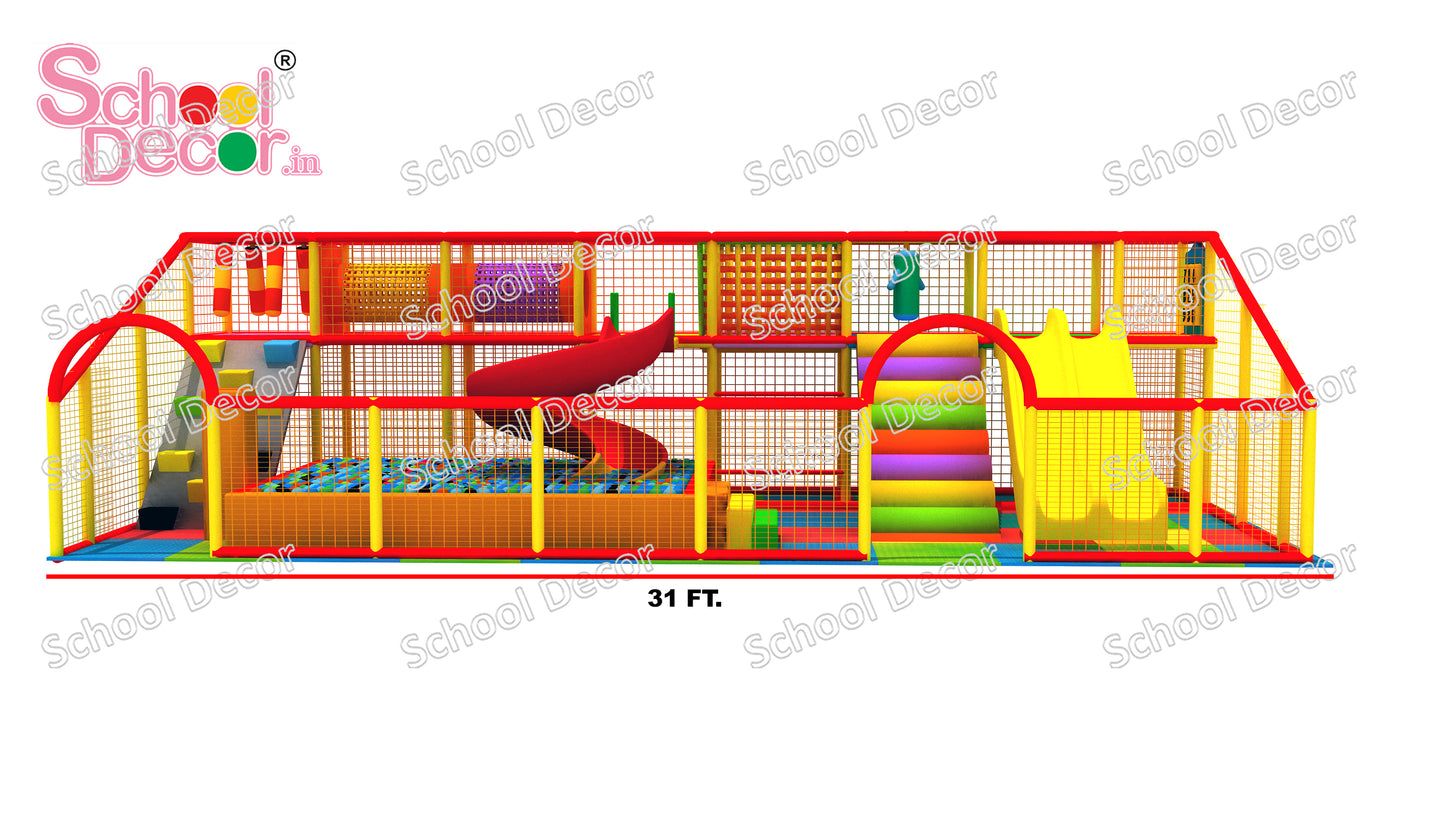 Indoor Soft Play Station 31ft x 14ft with Slides, Ball Pit & Climbing Wall