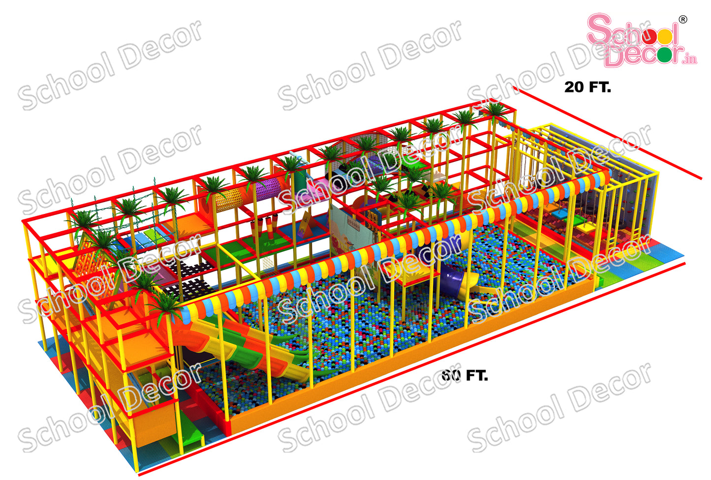 Mega Indoor Soft Play Park with Triple Slide & Ball Pool