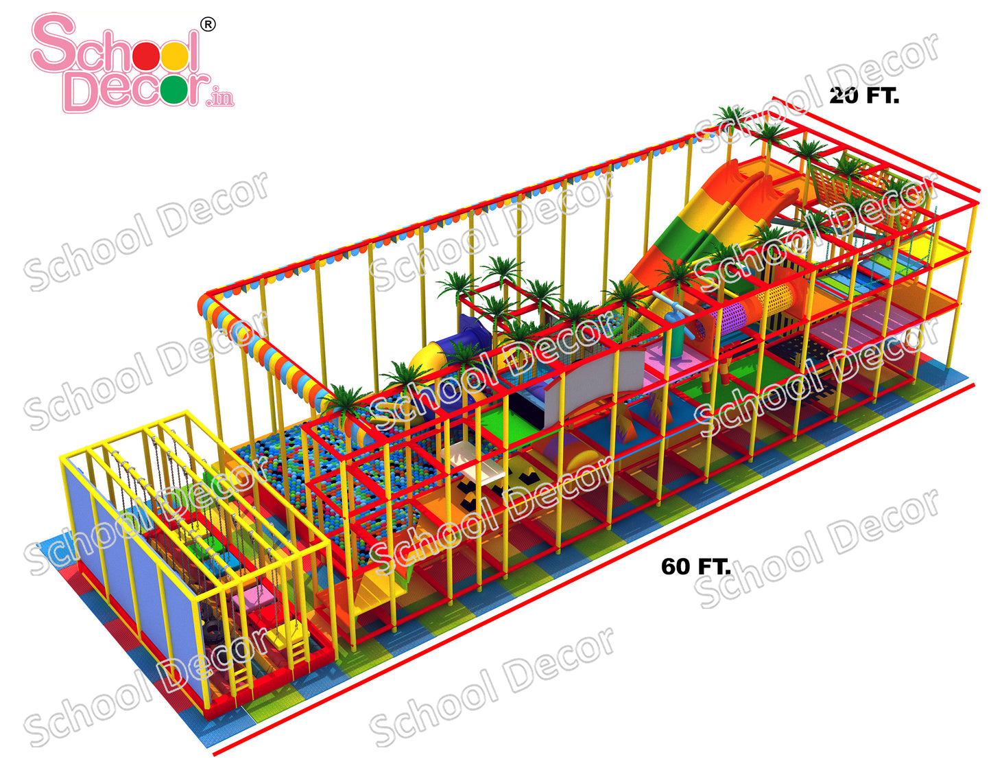 Mega Indoor Soft Play Park with Triple Slide & Ball Pool