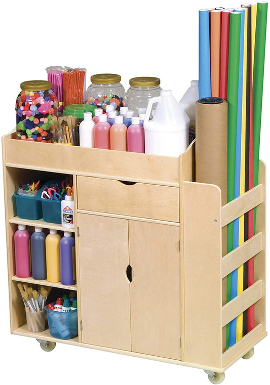 Wooden Art & Craft Storage Trolley with Wheels