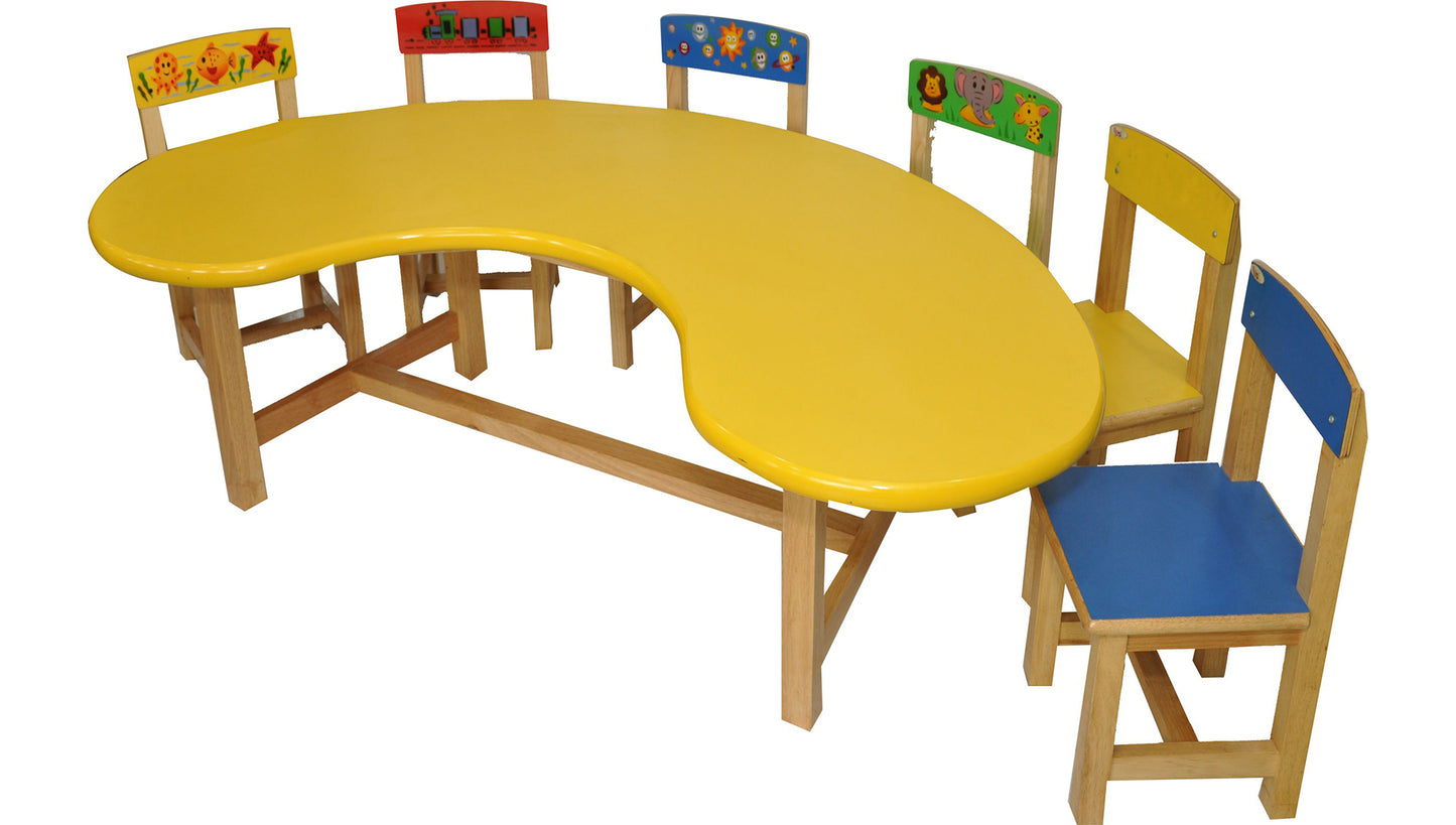 Kidney Shaped Activity Table with 6 Chairs