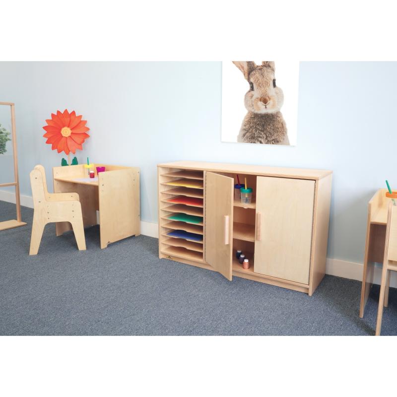 Wooden Classroom Art Supply & Paper Storage Cabinet