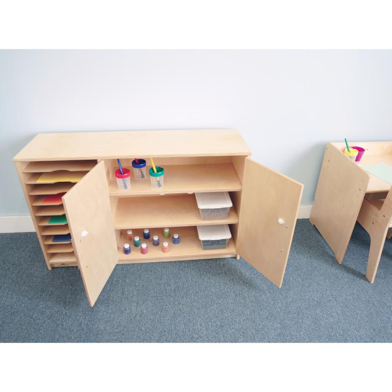 Wooden Classroom Art Supply & Paper Storage Cabinet