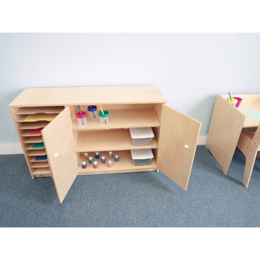 Wooden Classroom Art Supply & Paper Storage Cabinet