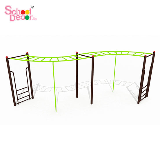 Curved Monkey Bar Climber with Dual Ladders