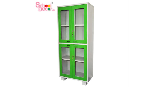 Glass Door Steel Almirah for Laboratory & Library Use