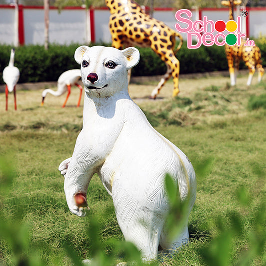 Outdoor Polar Bear Cub Sculpture for Kids Park & Garden Decor