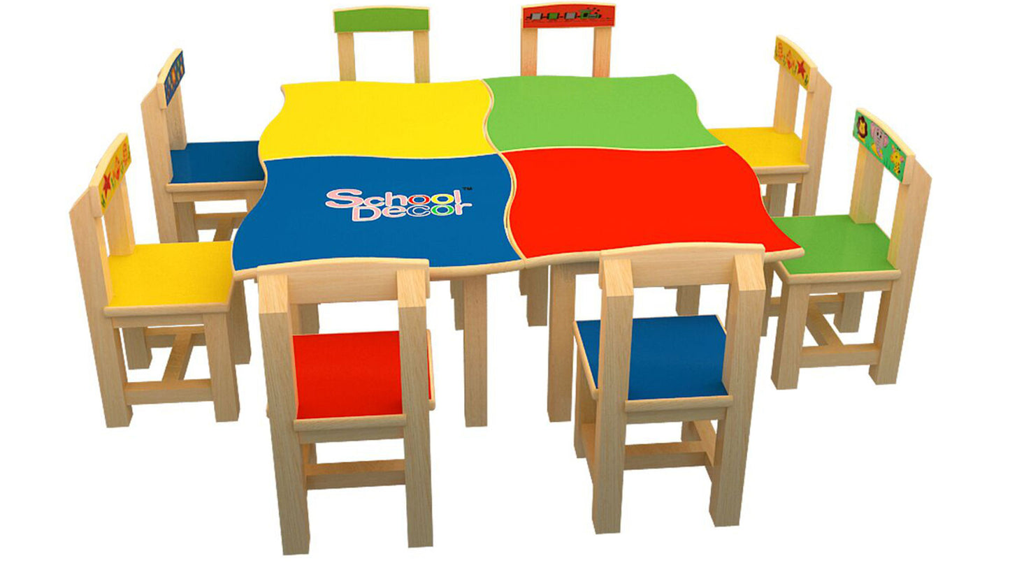 Zig Zag Square Tables Set of 4 with 8 Chairs