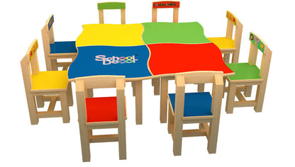 Zig Zag Square Tables Set of 4 with 8 Chairs