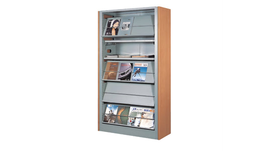 Wooden & Metal Book Display Rack for Library & Reception Areas
