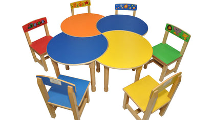 Crescent Tables with Chairs Set