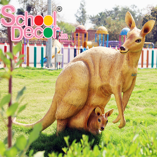 Outdoor Kangaroo with Joey Sculpture for Kids Park & Garden Decor
