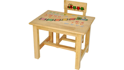 Natural Rubber Wood Rectangular Table with Chair